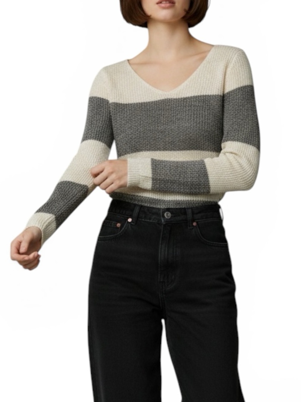 Pink Rose Striped Sweater. Size XS